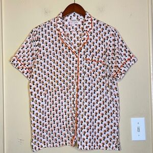 Cotton White Garden Women's Floral Pajama Top